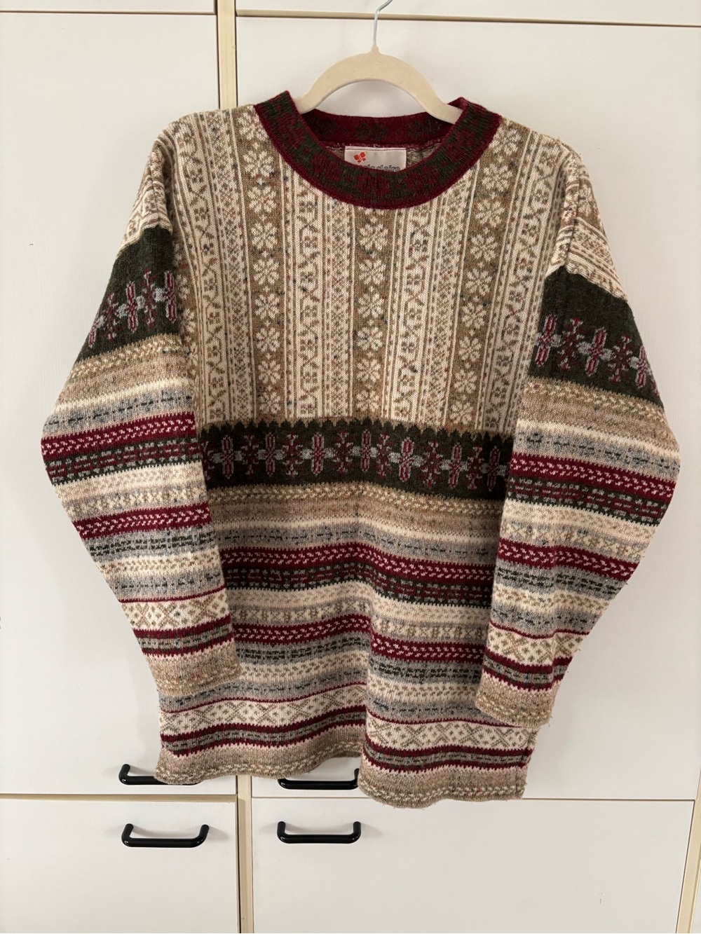 Vintage Marie Claire Fair Isle Wool Blend Nordic Sweater Women L Cozy Grandpa - Picture 2 of 10